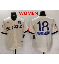 Women's los angeles dodgers #18 yoshinobu yamamoto cream 2024 city connect limited jersey