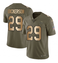 Men's Nike Los Angeles Rams #29 Eric Dickerson Limited Olive/Gold 2017 Salute to Service NFL Jersey