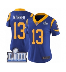 Women's Nike Los Angeles Rams #13 Kurt Warner Royal Blue Alternate Vapor Untouchable Limited Player Super Bowl LIII Bound NFL Jersey