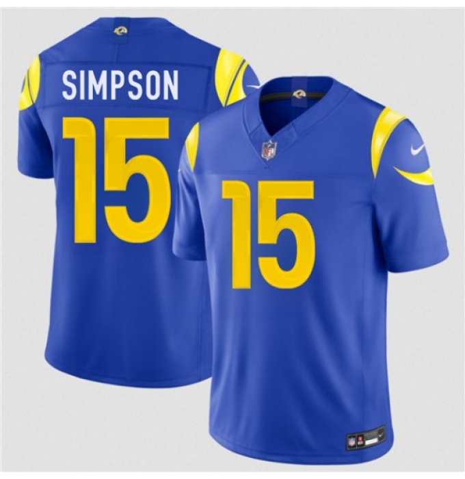 Men's Los Angeles Rams #15 Ty Simpson Royal 2026 Draft F.U.S.E. Vapor Limited Football Stitched Jersey