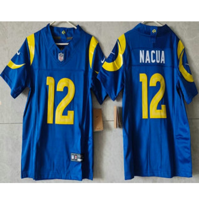 Women's Los Angeles Rams #12 Puka Nacua Limited Blue FUSE Vapor Jersey