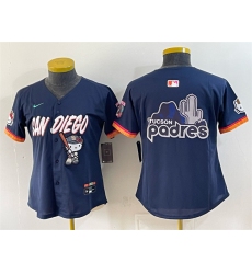 Women's San Diego Padres X Hello Kitty Team Big Logo Obsidian 2026 City Connect Stadium Stitched Baseball Jersey(Run Small)