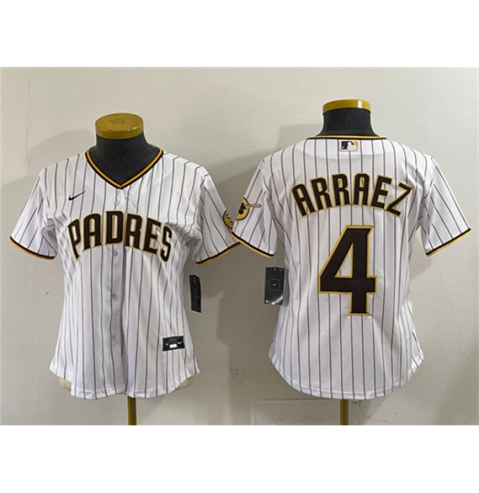 Youth San Diego Padres #4 Luis Arraez White Stitched Baseball Jersey