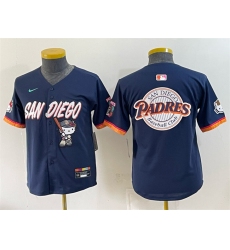 Youth San Diego Padres X Hello Kitty Team Big Logo Obsidian 2026 City Connect Stadium Stitched Baseball Jersey