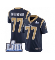 Men's Nike Los Angeles Rams #77 Andrew Whitworth Navy Blue Team Color Vapor Untouchable Limited Player Super Bowl LIII Bound NFL Jersey