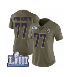 Women's Nike Los Angeles Rams #77 Andrew Whitworth Limited Olive 2017 Salute to Service Super Bowl LIII Bound NFL Jersey