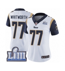 Women's Nike Los Angeles Rams #77 Andrew Whitworth White Vapor Untouchable Limited Player Super Bowl LIII Bound NFL Jersey