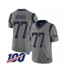 Youth Los Angeles Rams #77 Andrew Whitworth Limited Gray Inverted Legend 100th Season Football Jersey