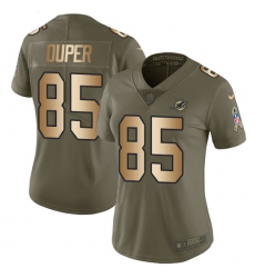 Women's Nike Miami Dolphins #85 Mark Duper Limited Olive/Gold 2017 Salute to Service NFL Jersey