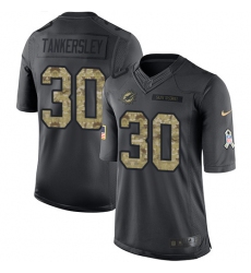 Men's Nike Miami Dolphins #30 Cordrea Tankersley Limited Black 2016 Salute to Service NFL Jersey