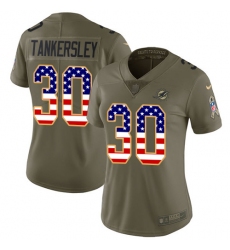 Women's Nike Miami Dolphins #30 Cordrea Tankersley Limited Olive/USA Flag 2017 Salute to Service NFL Jersey