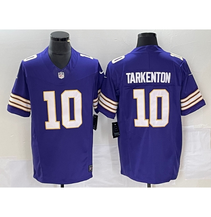 Men's Nike Minnesota Vikings #10 Fran Tarkenton Purple 2023 F.U.S.E. Vapor Limited Throwback Stitched Jersey