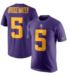 Nike Minnesota Vikings #5 Teddy Bridgewater Purple Rush Pride Name & Number T-Shirt