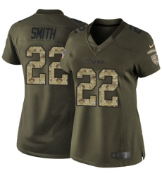 Women's Nike Minnesota Vikings #22 Harrison Smith Elite Green Salute to Service NFL Jersey