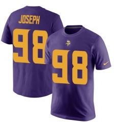 Nike Minnesota Vikings #98 Linval Joseph Purple Rush Pride Name & Number T-Shirt