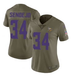 Women's Nike Minnesota Vikings #34 Andrew Sendejo Limited Olive 2017 Salute to Service NFL Jersey
