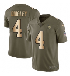 Men's Nike Minnesota Vikings #4 Ryan Quigley Limited Olive/Gold 2017 Salute to Service NFL Jersey
