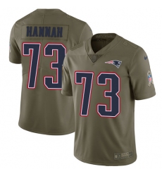 Men's Nike New England Patriots #73 John Hannah Limited Olive 2017 Salute to Service NFL Jersey