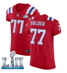 Men's Nike New England Patriots #77 Nate Solder Red Alternate Vapor Untouchable Elite Player Super Bowl LII NFL Jersey