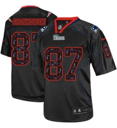 Men's Nike New England Patriots #87 Rob Gronkowski Elite New Lights Out Black NFL Jersey
