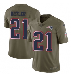 Youth Nike New England Patriots #21 Malcolm Butler Limited Olive 2017 Salute to Service NFL Jersey