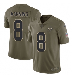 Men's Nike New Orleans Saints #8 Archie Manning Limited Olive 2017 Salute to Service NFL Jersey