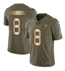Youth Nike New Orleans Saints #8 Archie Manning Limited Olive/Gold 2017 Salute to Service NFL Jersey