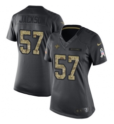 Women's Nike New Orleans Saints #57 Rickey Jackson Limited Black 2016 Salute to Service NFL Jersey