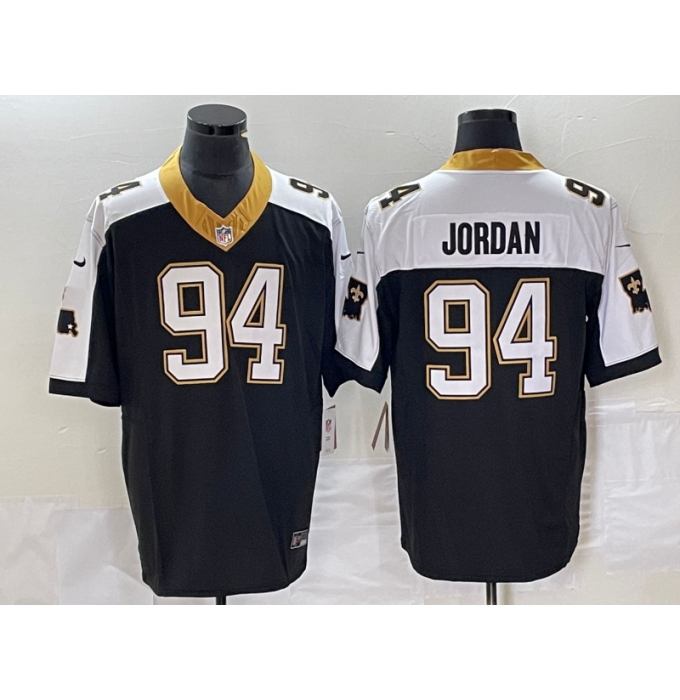Men's Nike New Orleans Saints #94 Cameron Jordan Black-White 2023 F.U.S.E. Vapor Untouchable Stitched Football Jersey