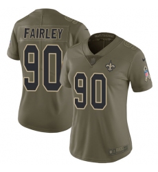 Women's Nike New Orleans Saints #90 Nick Fairley Limited Olive 2017 Salute to Service NFL Jersey