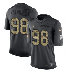Youth Nike New Orleans Saints #98 Sheldon Rankins Limited Black 2016 Salute to Service NFL Jersey