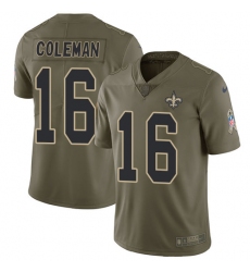 Men's Nike New Orleans Saints #16 Brandon Coleman Limited Olive 2017 Salute to Service NFL Jersey