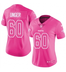 Women's Nike New Orleans Saints #60 Max Unger Limited Pink Rush Fashion NFL Jersey