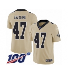 Youth New Orleans Saints #47 Alex Anzalone Limited Gold Inverted Legend 100th Season Football Jersey
