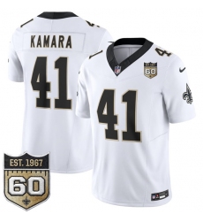 Men's New Orleans Saints #41 Alvin Kamara White 2026 F.U.S.E 60th Anniversary Vapor Limited Football Stitched Jersey