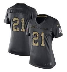 Women's Nike New York Jets #21 Morris Claiborne Limited Black 2016 Salute to Service NFL Jersey