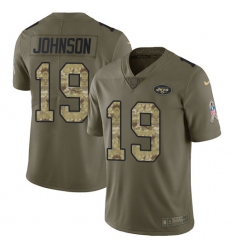 Youth Nike New York Jets #19 Keyshawn Johnson Limited Olive/Camo 2017 Salute to Service NFL Jersey