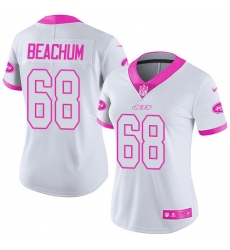 Women's Nike New York Jets #68 Kelvin Beachum Limited White/Pink Rush Fashion NFL Jersey