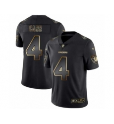 Men Oakland Raiders #4 Derek Carr Black Golden Edition 2019 Vapor Untouchable Limited Jersey