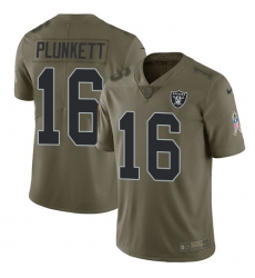 Men's Nike Oakland Raiders #16 Jim Plunkett Limited Olive 2017 Salute to Service NFL Jersey