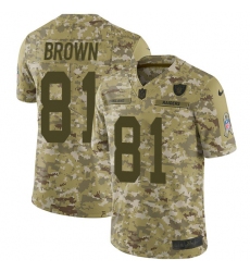 Men's Nike Oakland Raiders #81 Tim Brown Limited Camo 2018 Salute to Service NFL Jersey
