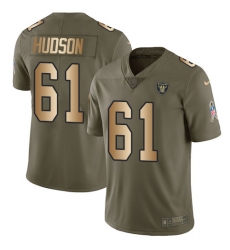Youth Nike Oakland Raiders #61 Rodney Hudson Limited Olive/Gold 2017 Salute to Service NFL Jersey