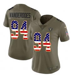 Women's Nike Oakland Raiders #94 Eddie Vanderdoes Limited Olive/USA Flag 2017 Salute to Service NFL Jersey