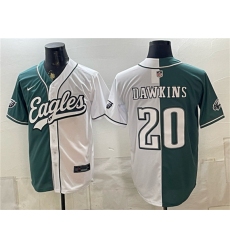 Men's Philadelphia Eagles #20 Brian Dawkins Green White Split Stitched Jersey