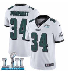 Youth Nike Philadelphia Eagles #34 Donnel Pumphrey White Vapor Untouchable Limited Player Super Bowl LII NFL Jersey