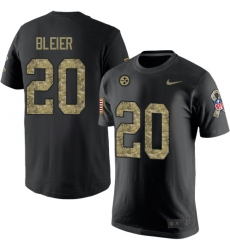 Nike Pittsburgh Steelers #20 Rocky Bleier Black Camo Salute to Service T-Shirt
