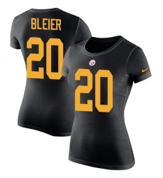 Women's Nike Pittsburgh Steelers #20 Rocky Bleier Black Rush Pride Name & Number T-Shirt