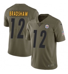 Men's Nike Pittsburgh Steelers #12 Terry Bradshaw Limited Olive 2017 Salute to Service NFL Jersey