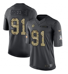Men's Nike Pittsburgh Steelers #91 Kevin Greene Limited Black 2016 Salute to Service NFL Jersey
