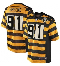 Men's Nike Pittsburgh Steelers #91 Kevin Greene Limited Yellow/Black Alternate 80TH Anniversary Throwback NFL Jersey